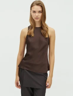D'ahrling Kelina Heavy Satin Top - Mørkebrun