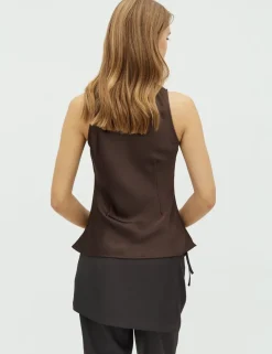 D'ahrling Kelina Heavy Satin Top - Mørkebrun