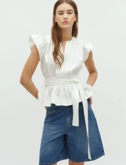 D'ahrling Malia Cotton Satin Top - Hvid