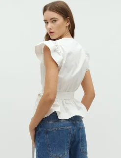 D'ahrling Malia Cotton Satin Top - Hvid
