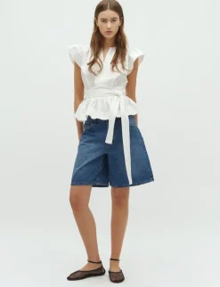 D'ahrling Malia Cotton Satin Top - Hvid
