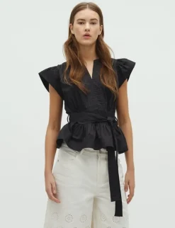 D'ahrling Malia Cotton Satin Top - Sort