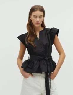 D'ahrling Malia Cotton Satin Top - Sort