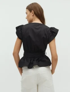 D'ahrling Malia Cotton Satin Top - Sort