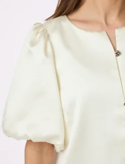 Neo Noir Aisa Dull Satin Bluse - Ivory
