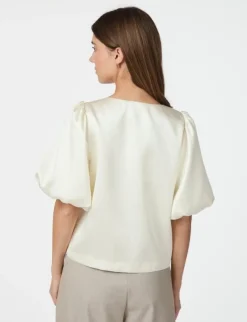 Neo Noir Aisa Dull Satin Bluse - Ivory