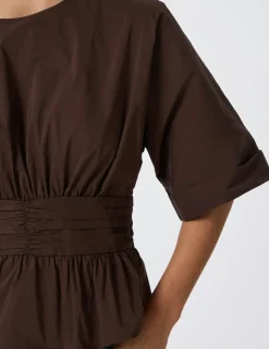 Neo Noir Annegret Poplin Bluse - Brun