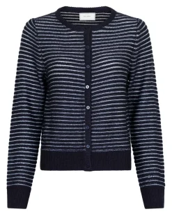Neo Noir Britania Glitter Strikcardigan - Blå