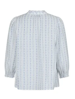 Neo Noir Carlie Flower Stripe Bluse - Blå