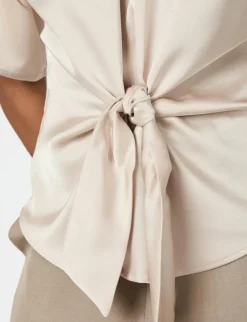 Neo Noir Casadia Heavy Sateen Bluse - Sand