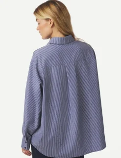 Neo Noir Dalma B Stripe Stone Skjorte - Mørkeblå