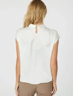 Neo Noir Fleur Drapy Satin Bluse - Hvid