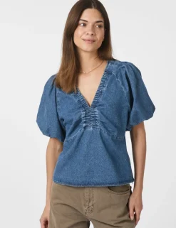 Neo Noir Irina Denim Bluse - Denim