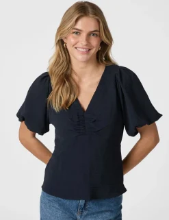 Neo Noir Irina Structure Bluse - Mørkeblå