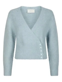 Neo Noir Kilua Fluffy Wrap Bluse - Lyseblå