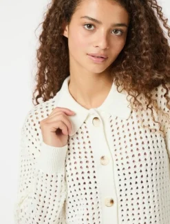 Neo Noir Laurana Crochet Cardigan - Creme