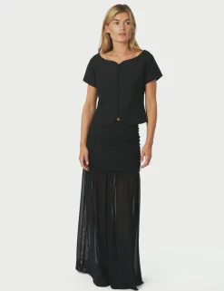 Neo Noir Mori Layered Nederdel - Sort