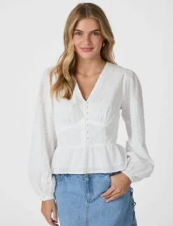 Neo Noir Neroni Embroidery Bluse - Hvid