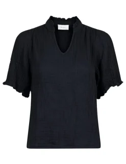 Neo Noir Odesa Linen Bluse - Sort