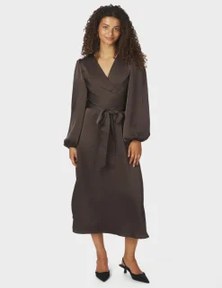 Neo Noir Rimini Heavy Sateen Kjole - Mørkebrun