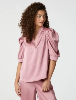 Neo Noir Roella Heavy Sateen Bluse - Rosa