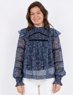 Neo Noir Sarna Pure Paisley Bluse - Blå