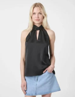 Neo Noir Svala Heavy Sateen Top - Sort