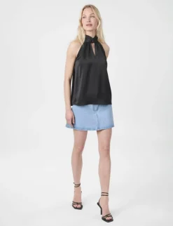 Neo Noir Svala Heavy Sateen Top - Sort